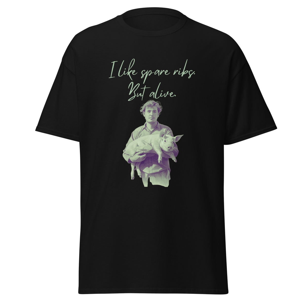I like spare ribs. But alive. Schweine-Liebe (mint), veganes T-Shirt, Unisex