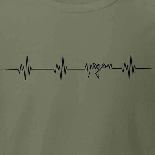 Vegan heartbeat, heartbeat with "vegan", minimalist, vegan T-shirt, unisex