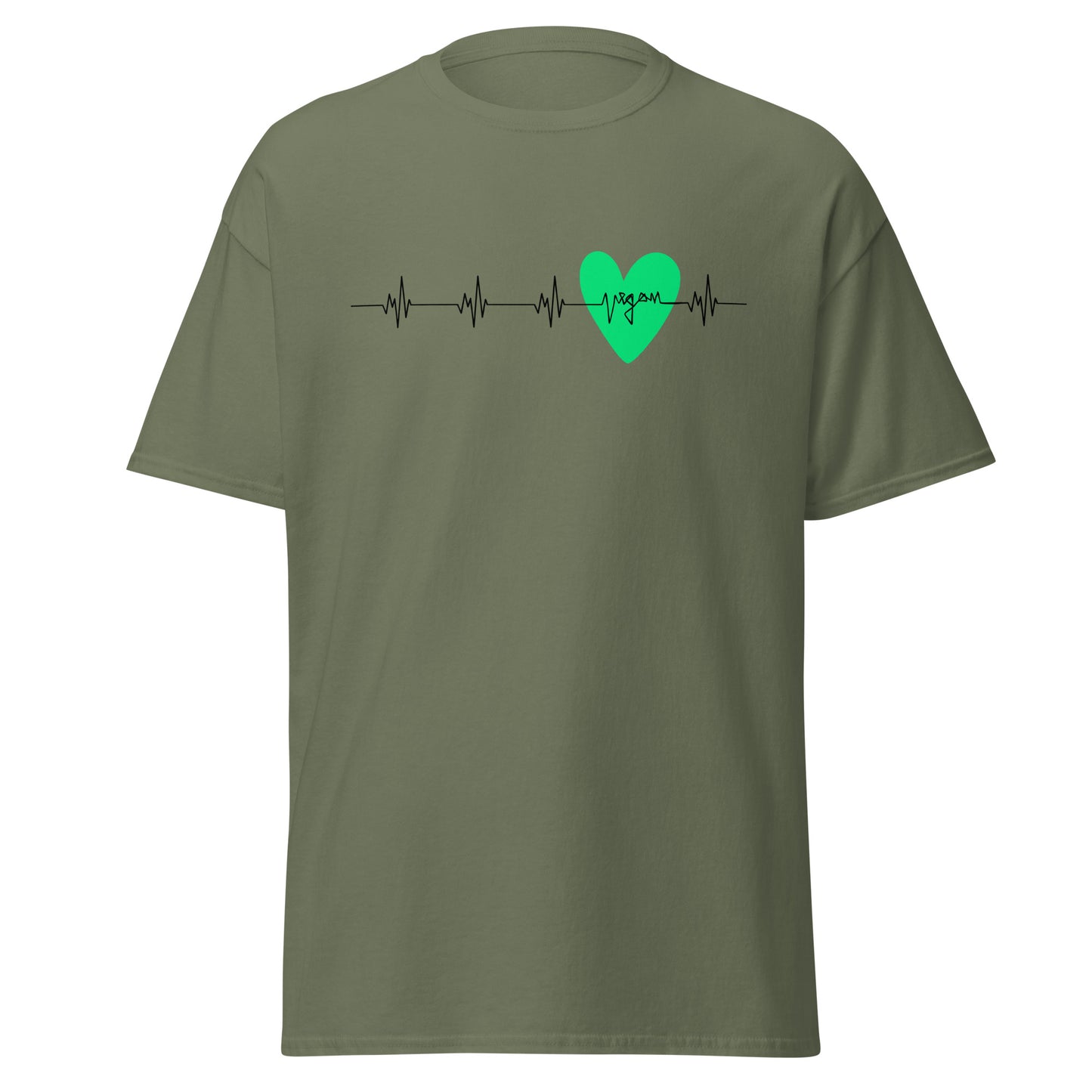 Heart Rate, Heartbeat with "vegan" & Heart in Green, Vegan T-Shirt, Unisex