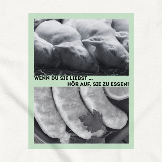 Piglet vs. Sausage, Vegan Animal Love Statement, Vegan T-Shirt, Unisex
