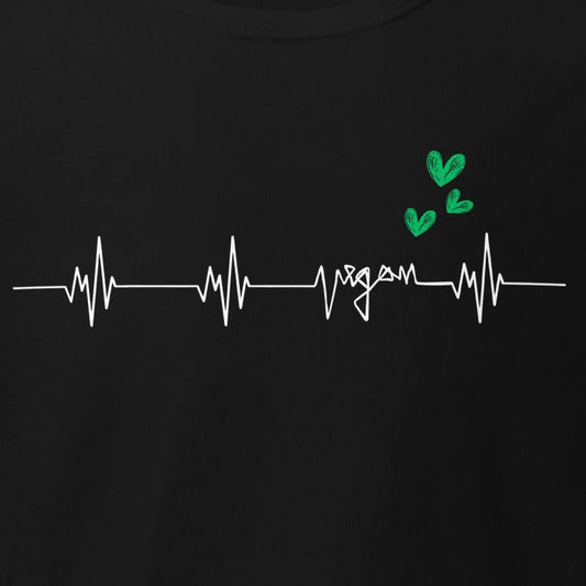 Veganer Herzschlag mit grünen Herzchen, veganes Bio T-Shirt, Stanley/Stella, Unisex