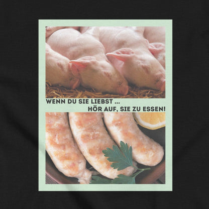 Ferkel vs. Würstchen, veganes Tierliebe Statement, veganes Tanktop