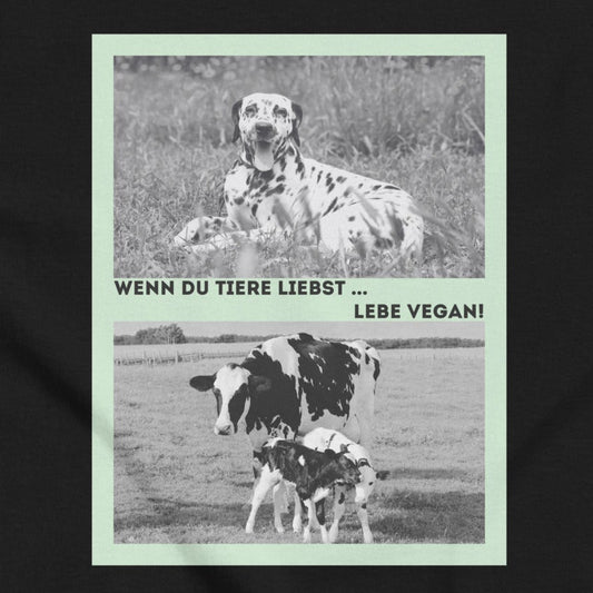 Dalmatiner vs. Kuh & Kälber, veganes Tierliebe Statement, veganes T-Shirt, Unisex