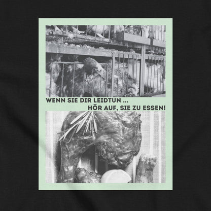 Hühner vs. Hühnerbein (sw), veganes Tierliebe Statement, veganes T-Shirt, Unisex