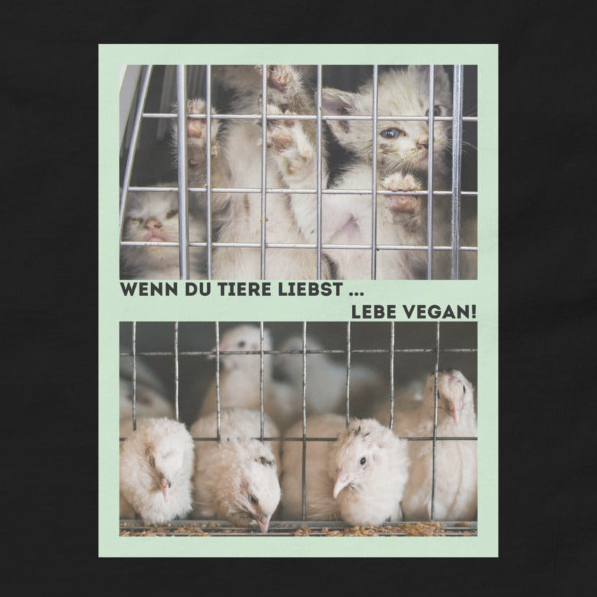 Katzen vs. Hühner, veganes Tierliebe Statement, veganes T-Shirt, Unisex