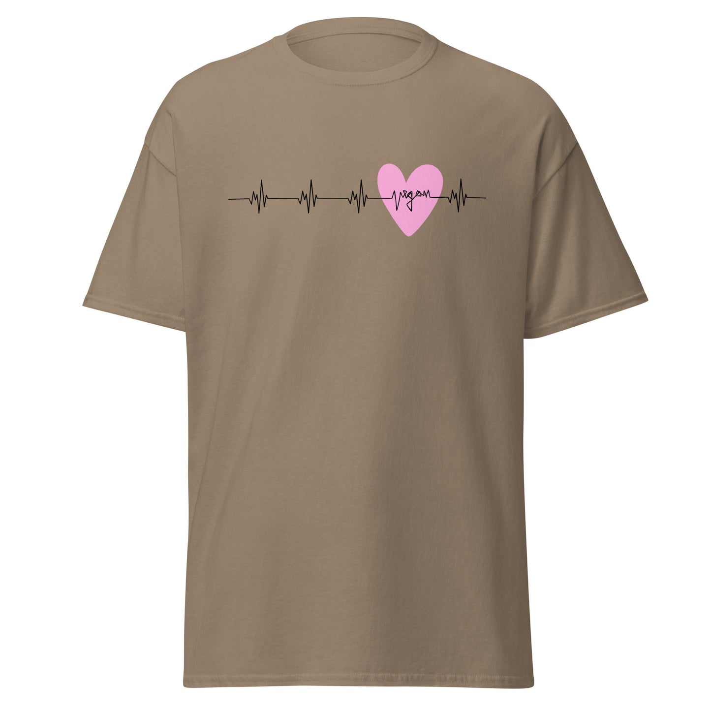 Heart Rate, Heartbeat with "vegan" & Heart in Pink, Vegan T-Shirt, Unisex