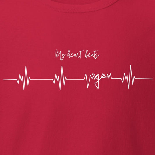 My heart beats vegan, heartbeat, heart rate in white, vegan t-shirt, unisex