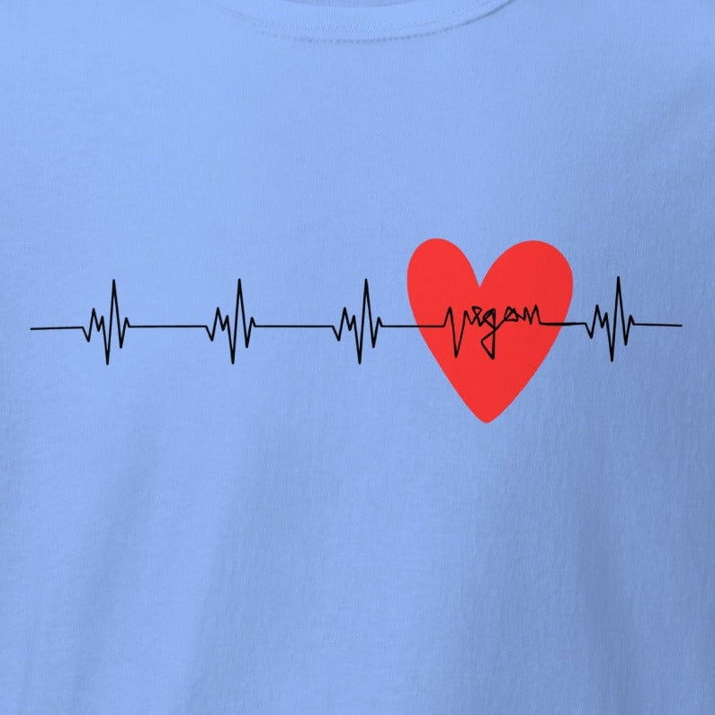 Heart Rate, Heartbeat with "vegan" & Heart in Red, Vegan T-Shirt, Unisex