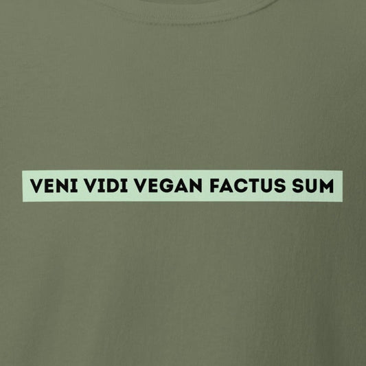 veni vidi vici vegan factus sum, Latin, vegan T-shirt, unisex