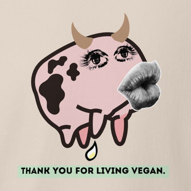 Kuh / Euter: Thank you for living vegan. Milch Statement, veganes T-Shirt, Unisex