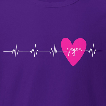 Herzschlag mit vegan (weiß) & Herz in Pink, veganes T-Shirt, Unisex