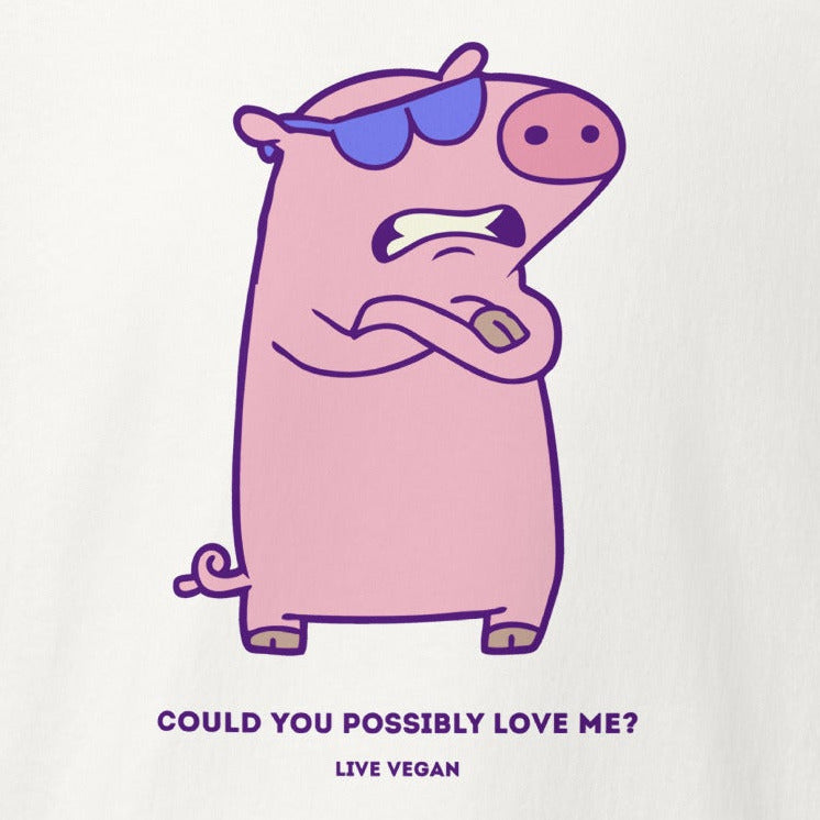 Pissed Pig, frustrated pink pig, fitted vegan racerback tank top
