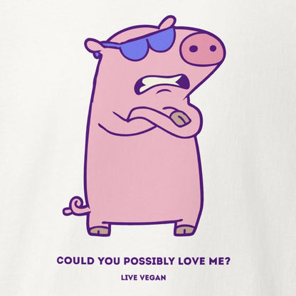 Pissed Pig, frustrated pink pig, fitted vegan racerback tank top