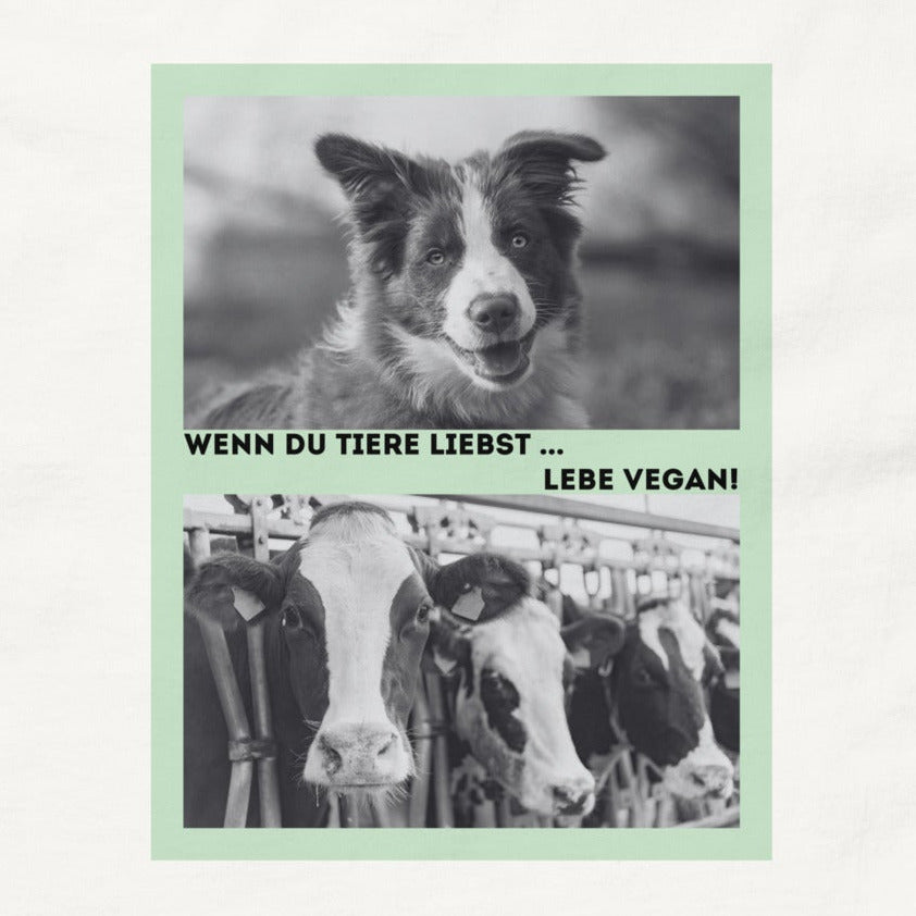 Hund vs. Kuh (sw), veganes Tierliebe Statement, veganes T-Shirt, Unisex