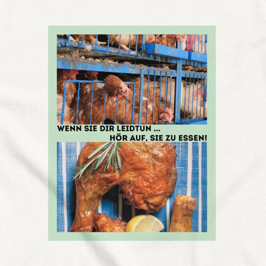 Hühner vs. Hühnerbein, veganes Tierliebe Statement, veganes T-Shirt, Unisex