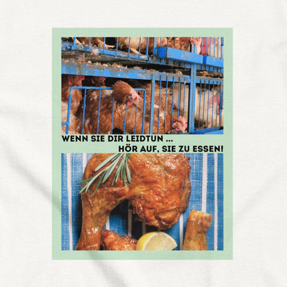 Hühner vs. Hühnerbein, veganes Tierliebe Statement, veganes T-Shirt, Unisex
