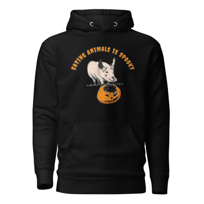 Eating animals is spooky mit Schwein und Kürbis, Vegan Halloween, veganer Premium Hoodie, Unisex