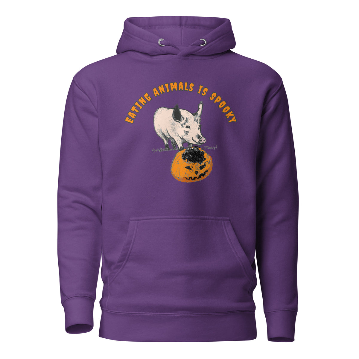 Eating animals is spooky mit Schwein und Kürbis, Vegan Halloween, veganer Premium Hoodie, Unisex